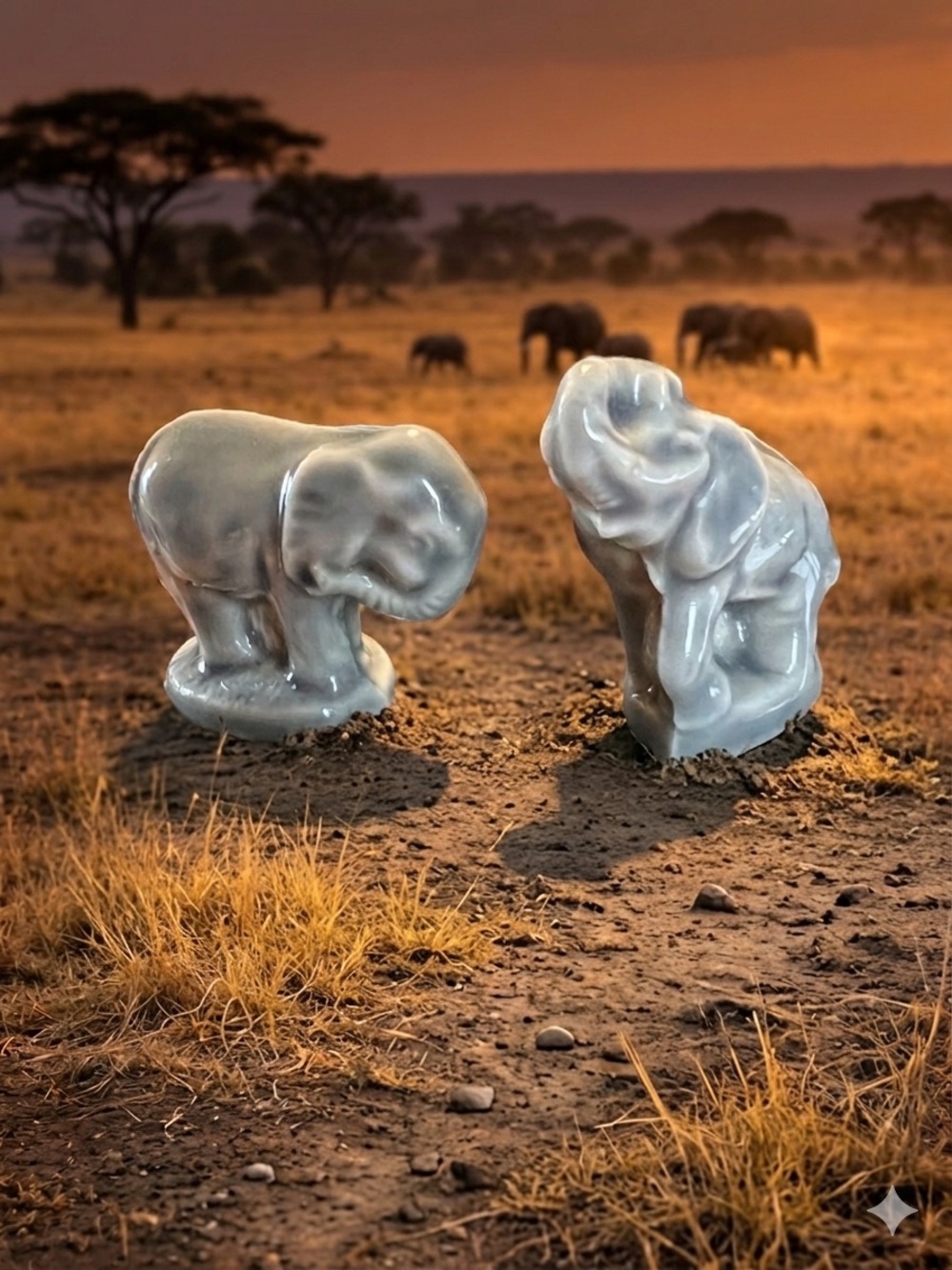 Vintage Porcelain Elephant Figurines